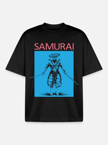 Samurai Symbol Logo icon Illustration Graphic - Boxy Heavyweight Unisex Organic T-Shirt by Stanley/Stella - black