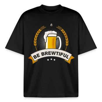 bier maas krug prost brauen craftbeer saufen mann - Boxy Heavyweight Unisex Organic T-Shirt von Stanley/Stella - Schwarz - Vorne - AI Model Male 185 light (185cm) & AI Model Female 172 dark (172cm)