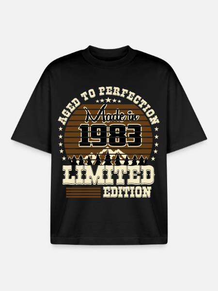 Édition limitée 1983 - T-shirt unisexe boxy épais biologique Stanley/Stella - noir