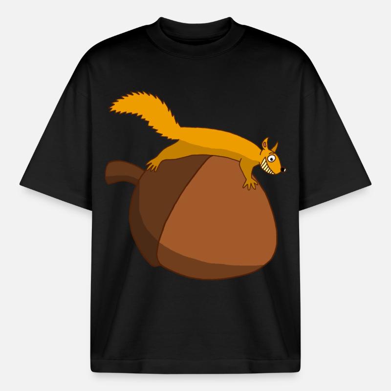 Das Eichhörnchen gegen die Eichel - Boxy Heavyweight Unisex Organic T-Shirt von Stanley/Stella - Schwarz