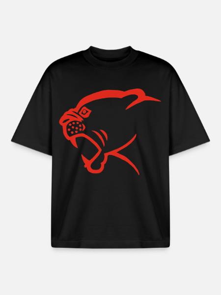 Red Panther Head - Boxy Heavyweight Unisex Organic T-Shirt by Stanley/Stella - black