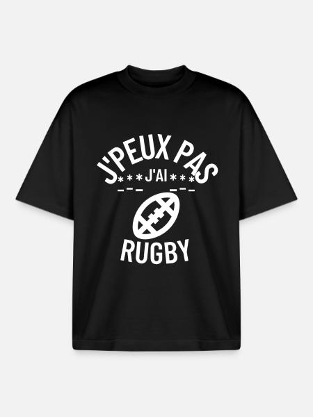 I can't I have rugby - Boxy Heavyweight Unisex Organic T-Shirt by Stanley/Stella - black