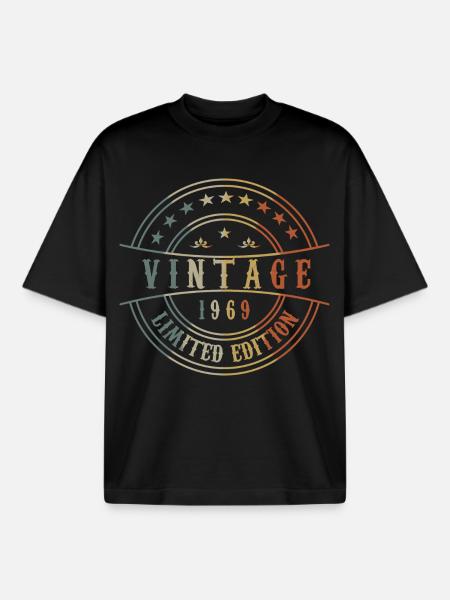 Vieux millésime (1969) - T-shirt unisexe boxy épais biologique Stanley/Stella - noir