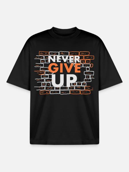 Never give up - Boxy Heavyweight Unisex Organic T-Shirt by Stanley/Stella - black