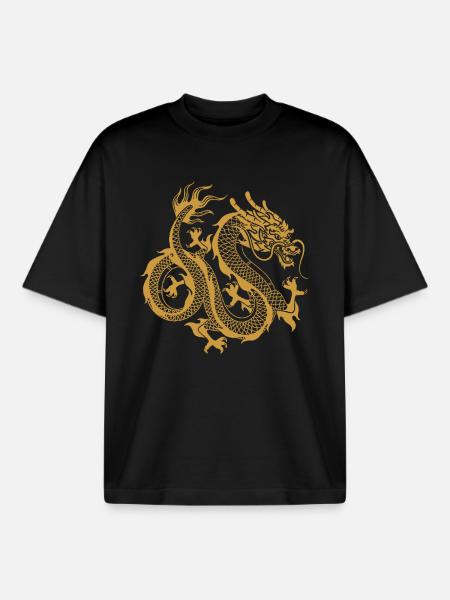 Chinese dragon - Boxy Heavyweight Unisex Organic T-Shirt by Stanley/Stella - black