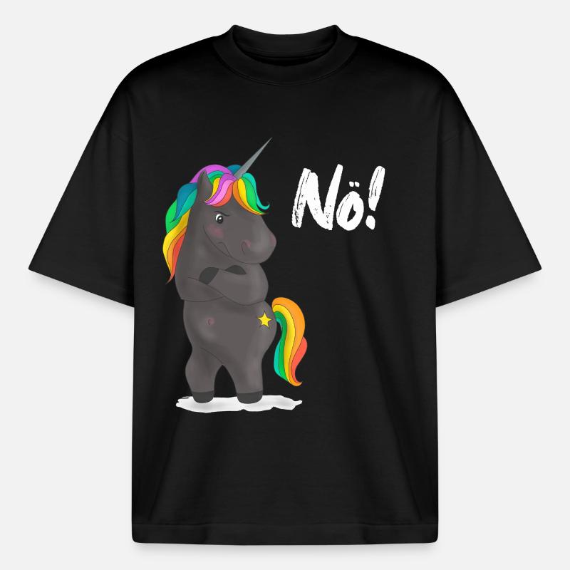 Verärgerter Regenbogen-Pony mit Witz - Boxy Heavyweight Unisex Organic T-Shirt von Stanley/Stella - Schwarz
