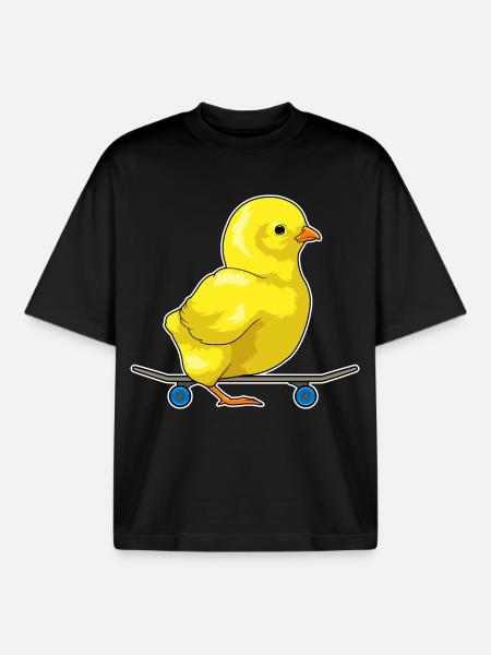 Chick Skater Skateboard - Boxy Heavyweight Unisex Organic T-Shirt by Stanley/Stella - black