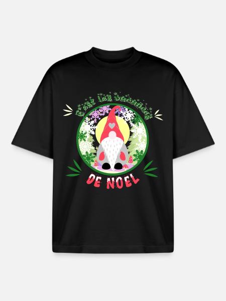 c'est les vacances de noël - T-shirt unisexe boxy épais biologique Stanley/Stella - noir