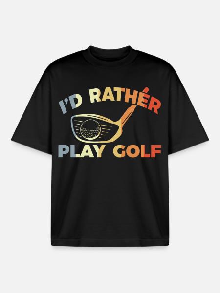 I would rather play golf - Boxy Heavyweight Unisex Organic T-Shirt by Stanley/Stella - black