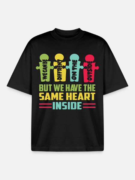 Everyone has the same heart - Boxy Heavyweight Unisex Organic T-Shirt by Stanley/Stella - black