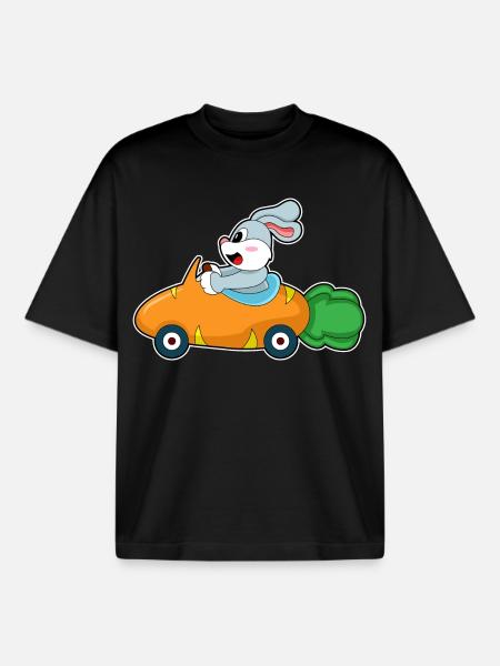 Rabbit Car - Boxy Heavyweight Unisex Organic T-Shirt by Stanley/Stella - black