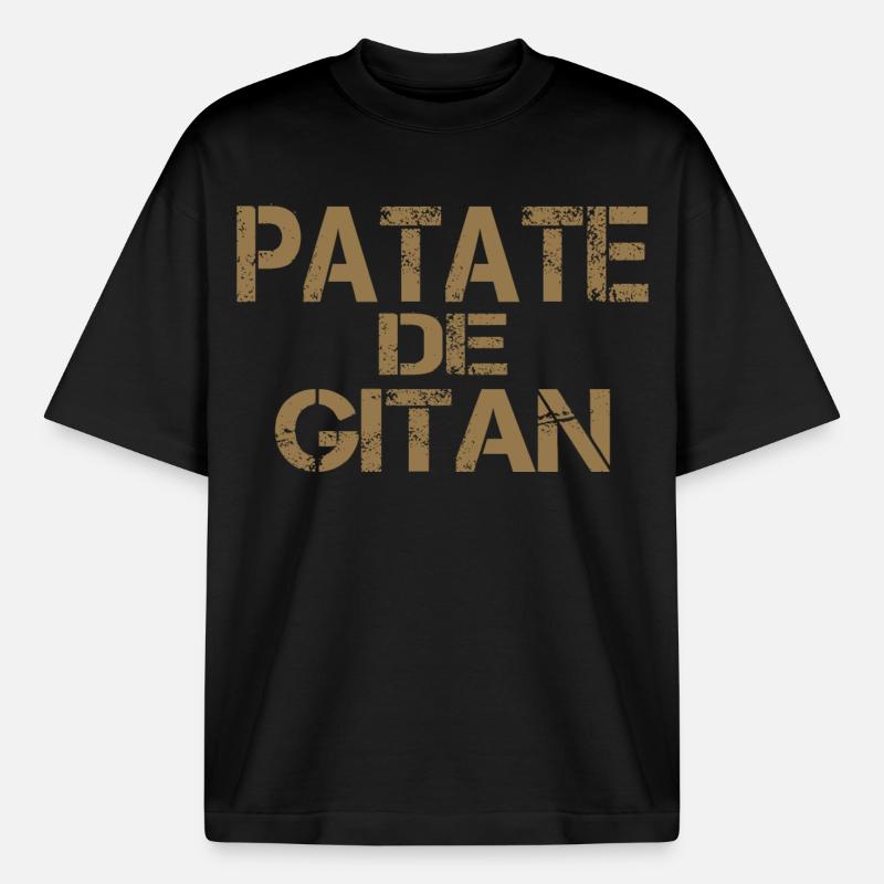 Patate GITAN ocre - T-shirt unisexe boxy épais biologique Stanley/Stella - noir