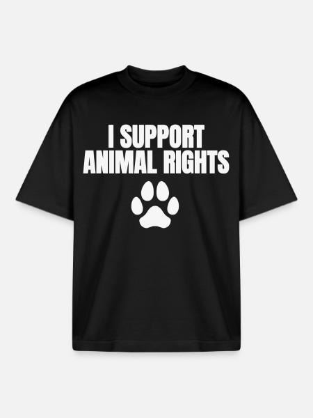 I Support Animal Rights - Boxy Heavyweight Unisex Organic T-Shirt by Stanley/Stella - black