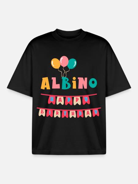 Albino happy birthday t-shirt - Boxy Heavyweight Unisex Organic T-Shirt by Stanley/Stella - black
