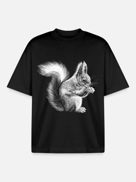 Écureuil - T-shirt unisexe boxy épais biologique Stanley/Stella - noir