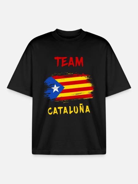 Team Catalonia flag design - Boxy Heavyweight Unisex Organic T-Shirt by Stanley/Stella - black