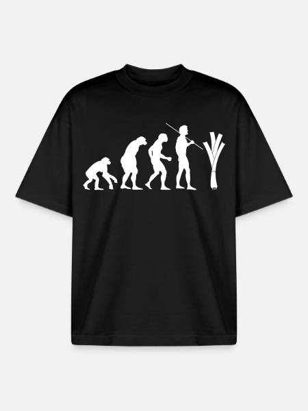 Evolution of the leek (white) - Boxy Heavyweight Unisex Organic T-Shirt by Stanley/Stella - black