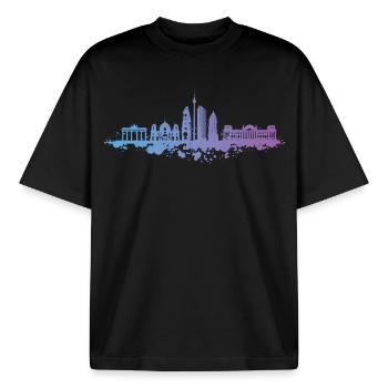 Capitale de la Porte de Brandebourg de Berlin - T-shirt unisexe boxy épais biologique Stanley/Stella - noir - Devant - AI Model Male 185 light (185cm) & AI Model Female 172 dark (172cm)