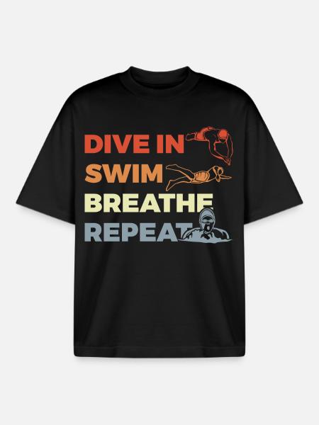 Tägliche Routine für Schwimmer - Boxy Heavyweight Unisex Organic T-Shirt von Stanley/Stella - Schwarz