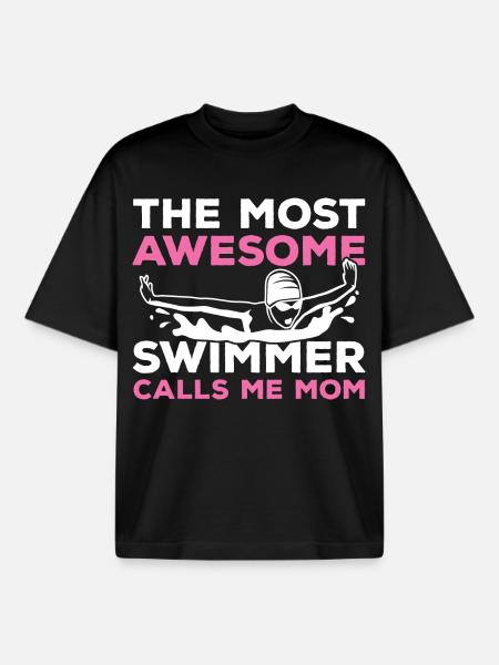 Swimmer Mom - Boxy Heavyweight Unisex Organic T-Shirt by Stanley/Stella - black