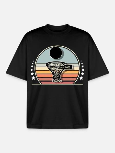 Joueurs de basket-ball - T-shirt unisexe boxy épais biologique Stanley/Stella - noir