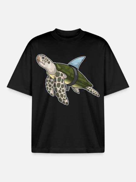 Turtle Shark Fin - Boxy Heavyweight Unisex Organic T-Shirt by Stanley/Stella - black