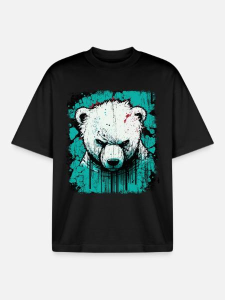 Angry Polar Bear - Boxy Heavyweight Unisex Organic T-Shirt by Stanley/Stella - black