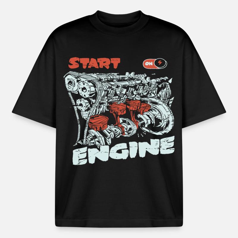 Start the engine, engine, engine - Boxy Heavyweight Unisex Organic T-Shirt by Stanley/Stella - black
