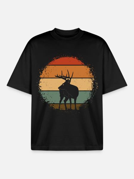 Deer - Boxy Heavyweight Unisex Organic T-Shirt by Stanley/Stella - black