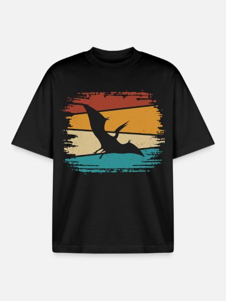 Dino Dinosaur Pteranodon - Boxy Heavyweight Unisex Organic T-Shirt by Stanley/Stella - black
