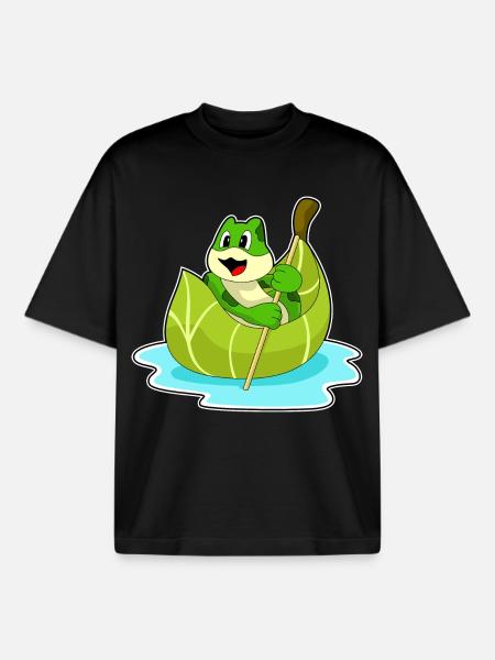 Frog Small Boat - Boxy Heavyweight Unisex Organic T-Shirt by Stanley/Stella - black