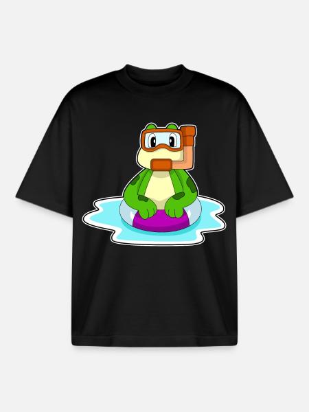 Frog Diver Snorkel Diving - Boxy Heavyweight Unisex Organic T-Shirt by Stanley/Stella - black