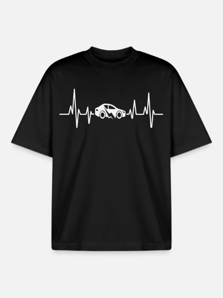 E-Auto Elektroauto Herzschlag - Boxy Heavyweight Unisex Organic T-Shirt von Stanley/Stella - Schwarz