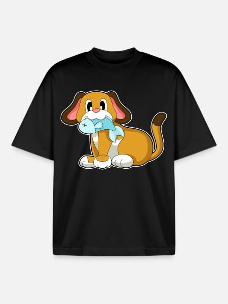 Poisson-chien - T-shirt unisexe boxy épais biologique Stanley/Stella - noir