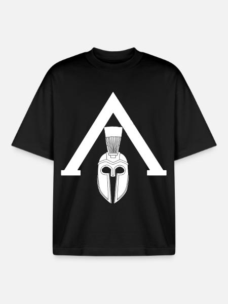 White Spartan symbol - Boxy Heavyweight Unisex Organic T-Shirt by Stanley/Stella - black