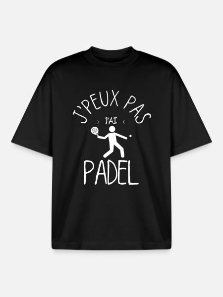 J'Peux Pas J'Ai Padel - T-shirt unisexe boxy épais biologique Stanley/Stella - noir