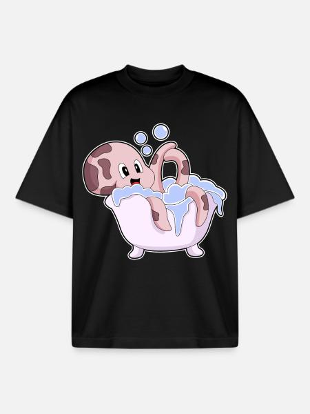 Baignoire Octopus - T-shirt unisexe boxy épais biologique Stanley/Stella - noir