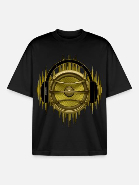 Time for Music - Speakers - Headphones - Boxy Heavyweight Unisex Organic T-Shirt by Stanley/Stella - black