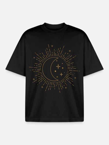 Moon Starry Sky - Boxy Heavyweight Unisex Organic T-Shirt by Stanley/Stella - black