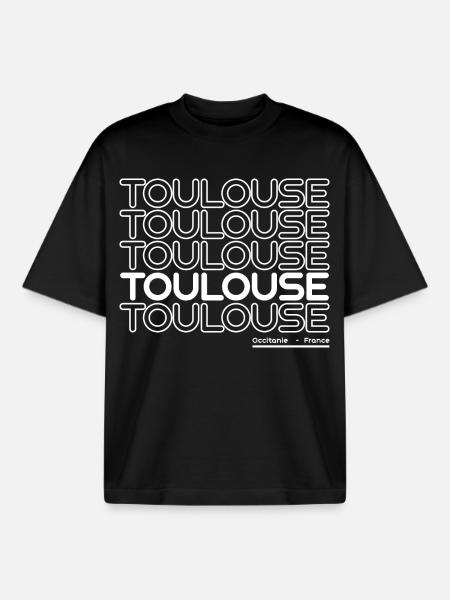 Neon Toulouse lettering - Boxy Heavyweight Unisex Organic T-Shirt by Stanley/Stella - black