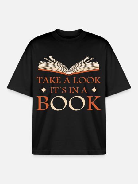 Look it's in a book - Boxy Heavyweight Unisex Organic T-Shirt by Stanley/Stella - black