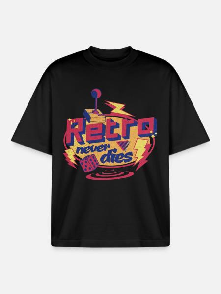 Retro Never Dies - Boxy Heavyweight Unisex Organic T-Shirt by Stanley/Stella - black