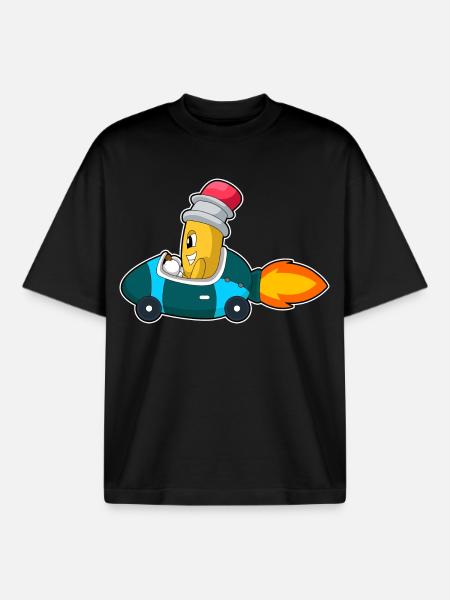 Pencil Car - Boxy Heavyweight Unisex Organic T-Shirt by Stanley/Stella - black