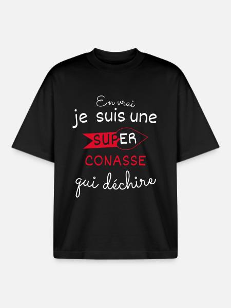Super-Conasse qui Déchire - T-shirt unisexe boxy épais biologique Stanley/Stella - noir