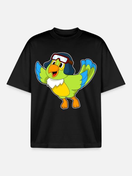 Parrot Pilot Pilot Cap - Boxy Heavyweight Unisex Organic T-Shirt by Stanley/Stella - black