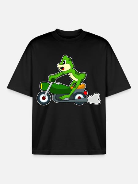 Frog Motorcycle - Boxy Heavyweight Unisex Organic T-Shirt by Stanley/Stella - black
