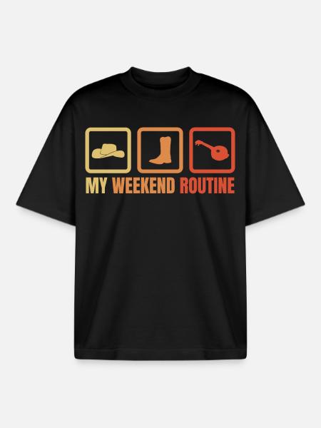 My Weekend Routine - Boxy Heavyweight Unisex Organic T-Shirt by Stanley/Stella - black
