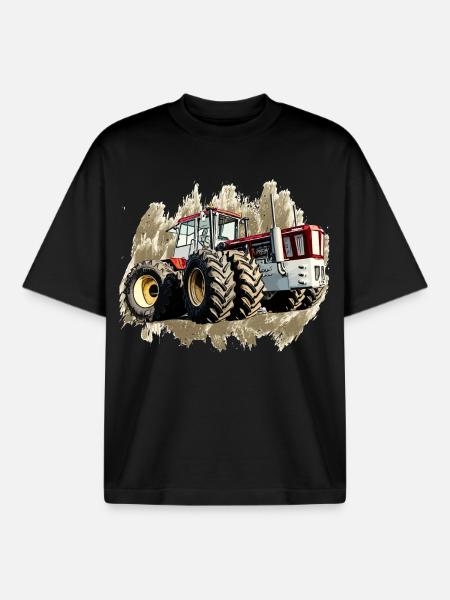 Tractor Giant - Boxy Heavyweight Unisex Organic T-Shirt by Stanley/Stella - black