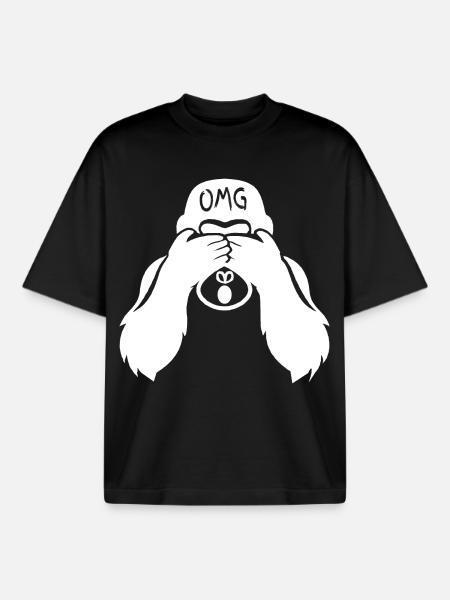 Witziger Gorilla OMG Affe - Boxy Heavyweight Unisex Organic T-Shirt von Stanley/Stella - Schwarz