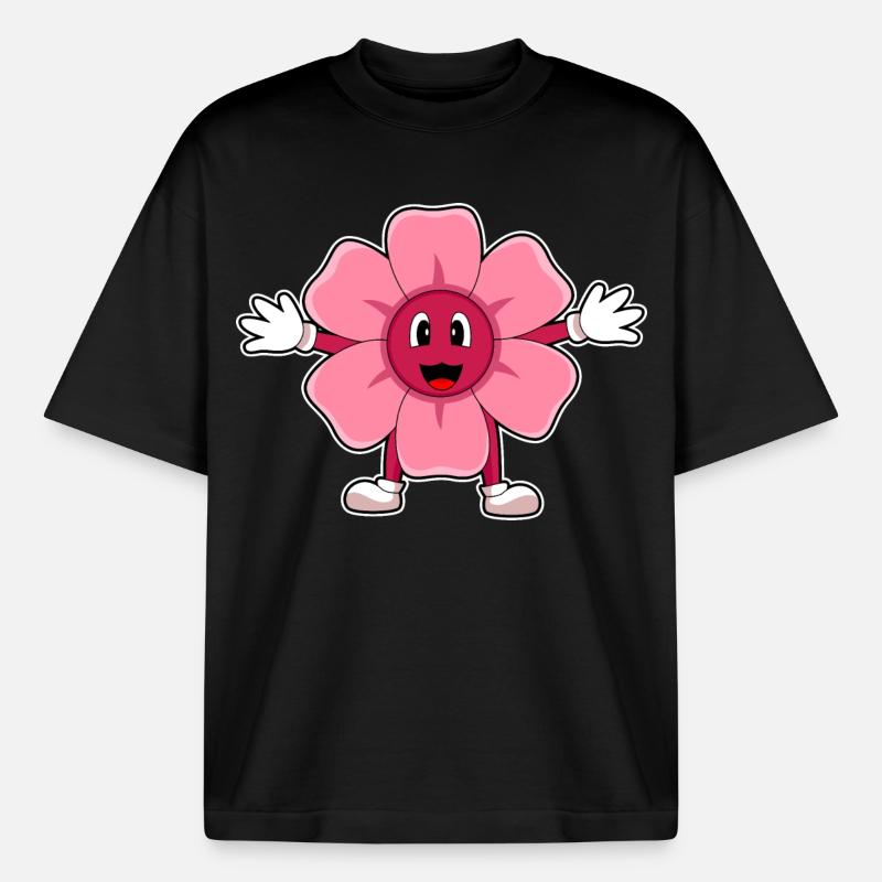 Pinke Blume - Boxy Heavyweight Unisex Organic T-Shirt von Stanley/Stella - Schwarz